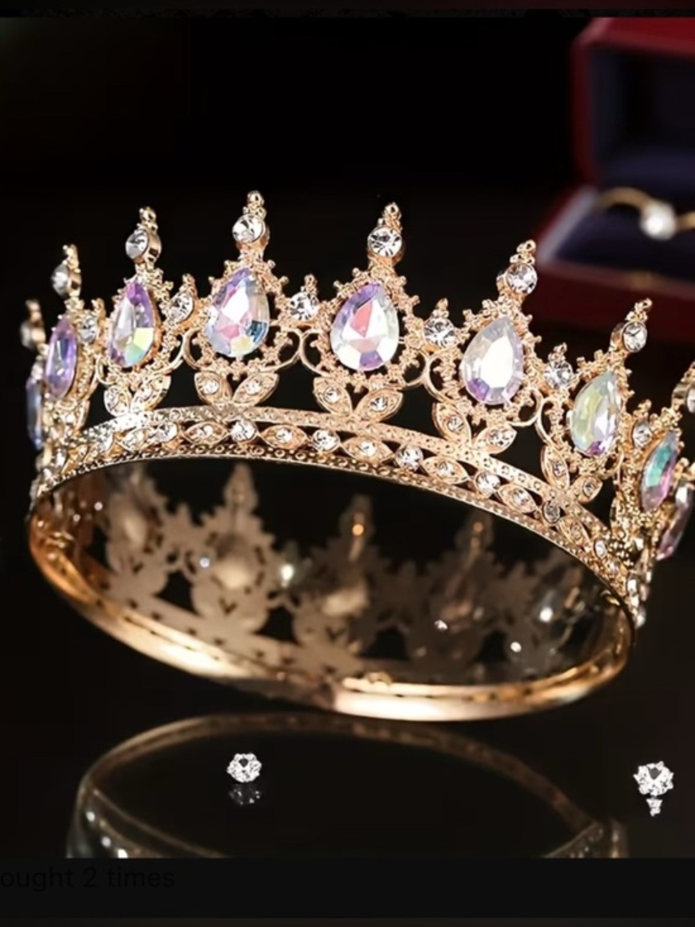 Royal Wedding Gold Crystal Teardrop Pageant Tiara Headband - Women's Accessories